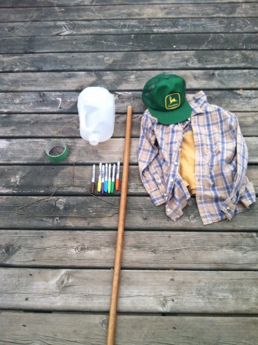milk jug scarecrow