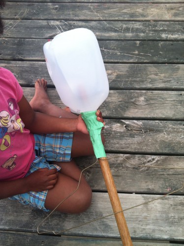 milk jug scarecrow