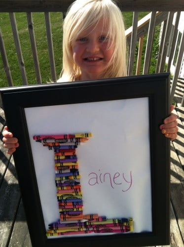 Monogrammed crayon art
