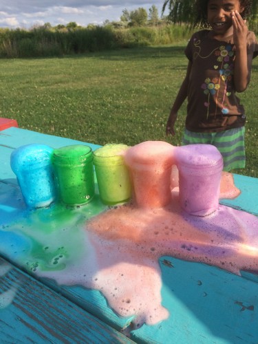 colorful volcano eruption
