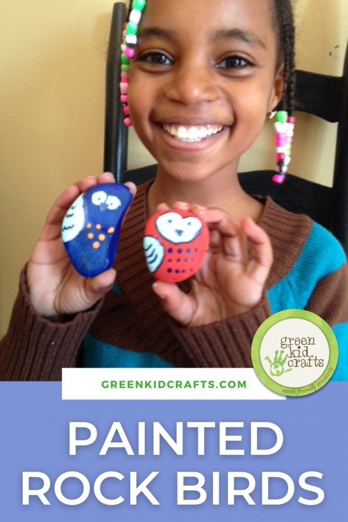 kids painting rock birds