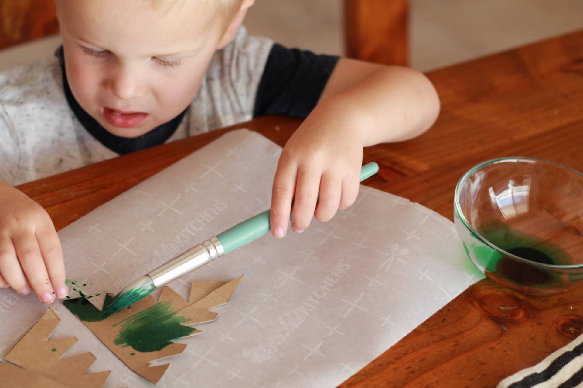 painting cardboard christmas trees